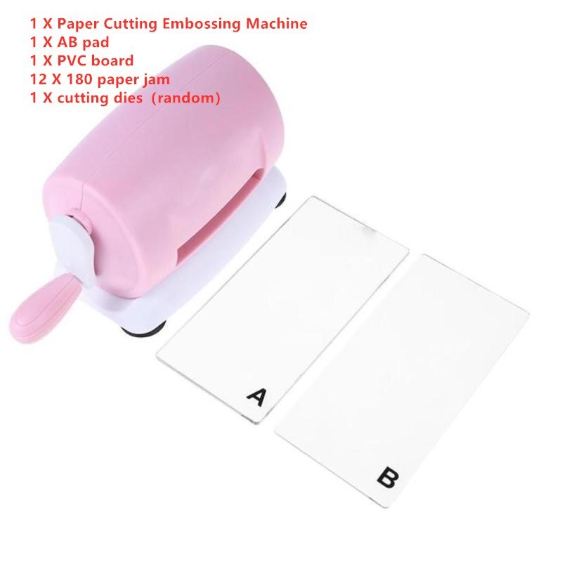 Hand Schneiden Stirbt Briefmarken Präge Maschine DIY Sterben-schneiden Maschinen für Scrapbooking Album Papier Handwerk Haushalt Schablone Cutter Werkzeug: Rosa Gruppe