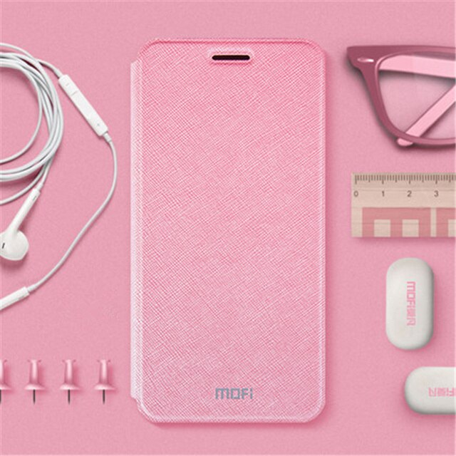 Mofi cover voor xiaomi  mi 5 hoesje 5c hoesje voor xiaomi 5c telefoonhoesje, siliconen leren hoesje voor xiaomi 5 telefoonhoesje, hoesje: Voor xiaomi 5c / Roze / Met gehard glas