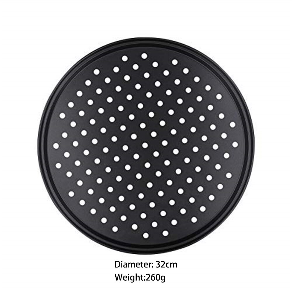 Teglia per Pizza perforata in acciaio al carbonio vassoio antiaderente Ro UndOven con fori piastra di cottura supporto per piatti strumento di cottura: Grigio chiaro