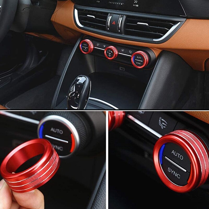 Misura per Alfa Romeo Giulia Stelvio 2015-2020 Accessori Interni macchina interno ordinare aria Condizionata Pomello Della Copertura