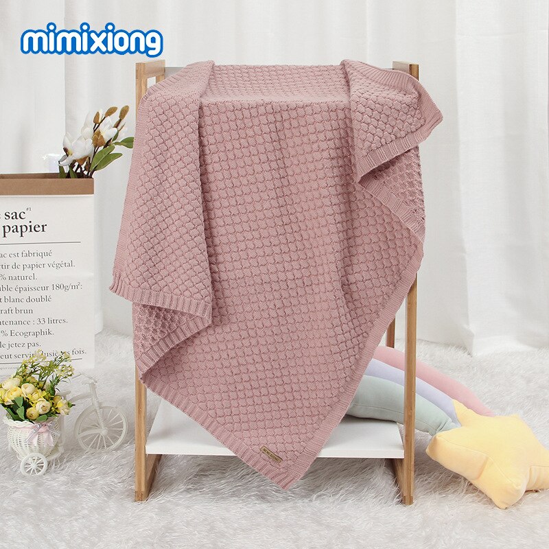 Ins pure color knitting blanket for boys and girls: Pink