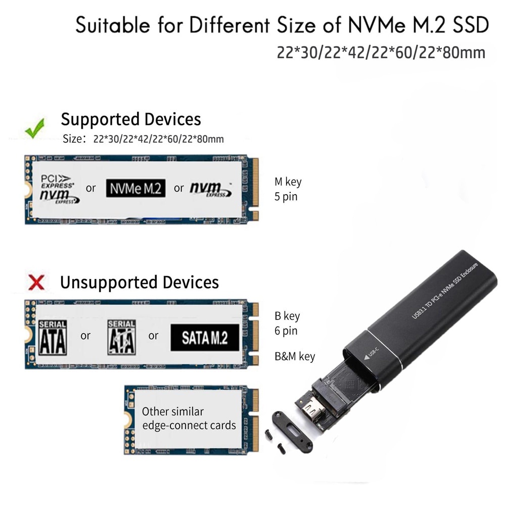 Boîtier M2 SSD USB3.1 M.2 SATA SSD, boîtier M.2 vers USB Type C 3.1, adaptateur SSD, boîtier de disque dur externe en métal solide pour téléphone portable