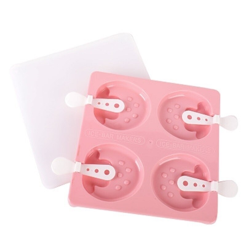 Ice Cream Molds 4-Hole Freezer Bear paw Strawberry Sakura Popsicle Mold: Strawberry-