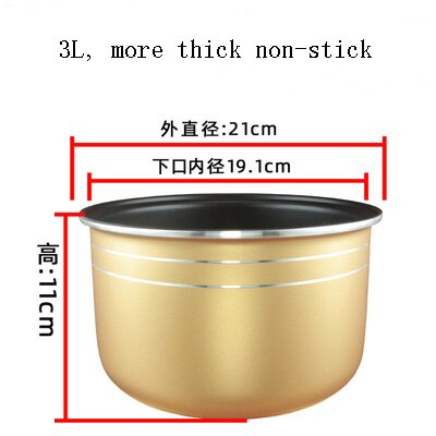 Rijstkoker Liner 2L 3L 4L 5L Non-stick Pan Rijstkoker Kom Pot Universele: 3L thicker