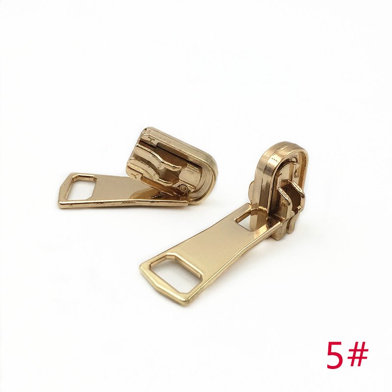 5pcs Double-sided Zipper Sliders for 5# 8# Metal Rotatable Zippers Puller Jackets Clothes Head Zip Repair Kit Sewing Accessories: LightGold-No5