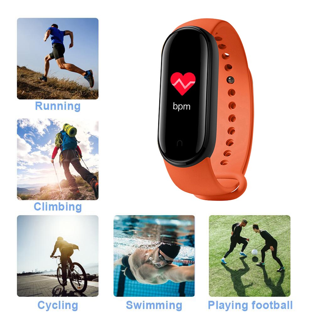 M5 Smart Watch Bluetooth Fitness Tracker pedometro cardiofrequenzimetro promemoria chiamate pressione sanguigna Smartband per IOS Android