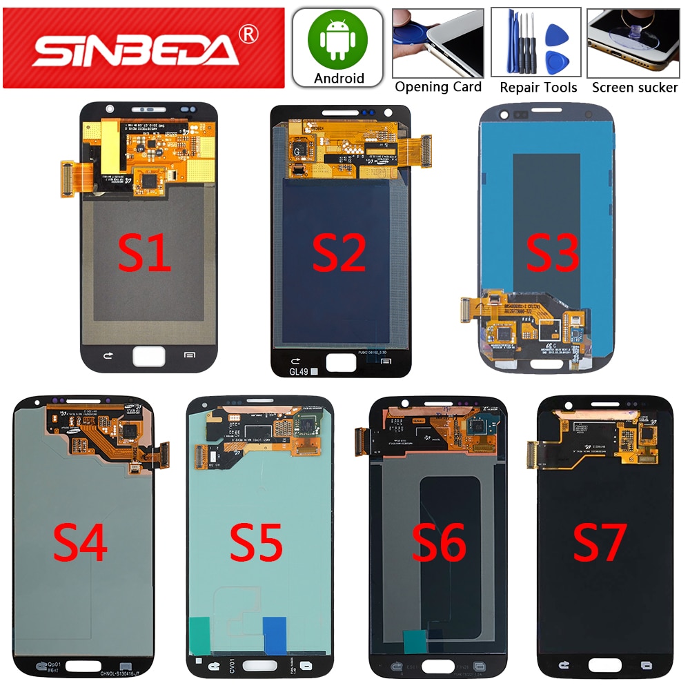 Super AMOLED Per Samsung Galaxy S7 S6 S5 S4 S3 S2 S1 Display LCD Touch Screen Digitizer Per Samsung S6 s5 S4 S3 S7 S2 S Dello Schermo