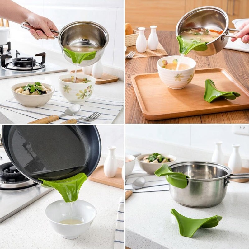 Embudo de silicona para cocina, accesorios para conectar lidl Accesory, antiderrame, antideslizante, para sopa, Caño para macetas, cuencos, tarros, herramientas de cocina