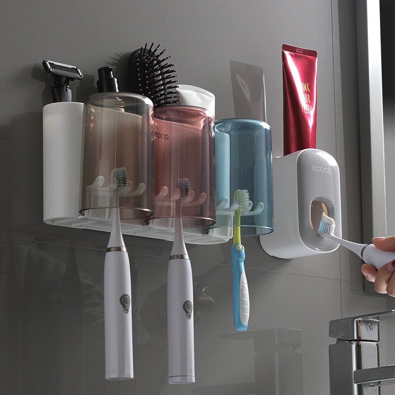 Porte-brosse à dents, support mural de toilette, gobelet de bain de bouche non perforé, ensemble de cylindres dentaires, style