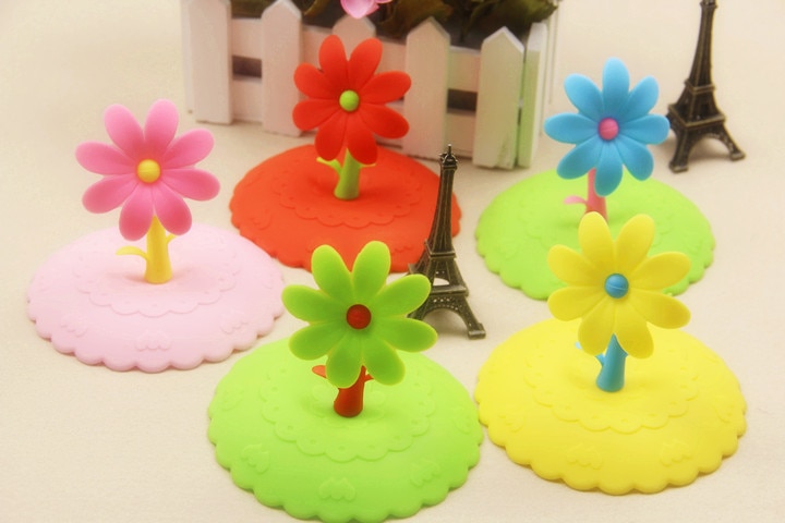 4pcs/lot Cute Anti-dust Silicone Glass Cup Cover Coffee Mug Suction Seal Lid Cap Cartoon LB 268
