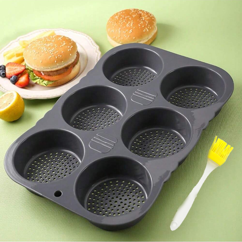 Silikon Hamburger Brötchen bilden Hamburger Brötchen Backform Ofen zurück platte Brotform Küche Kochen Backwerk zeuge: Licht Gelb