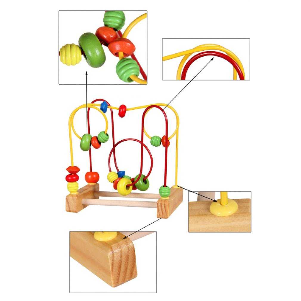 Børn sjov toddler baby farverige træ mini rundt perler wire labyrint pædagogisk legetøj udvikle interaktive børn legetøj