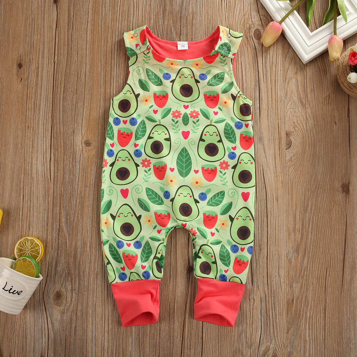 Pudcoco Neugeborenen Baby Junge Mädchen Kleidung Fruits Drucken Sleeveless Strampler Overall Einteiliges Outfit Baumwolle Overall Kleidung