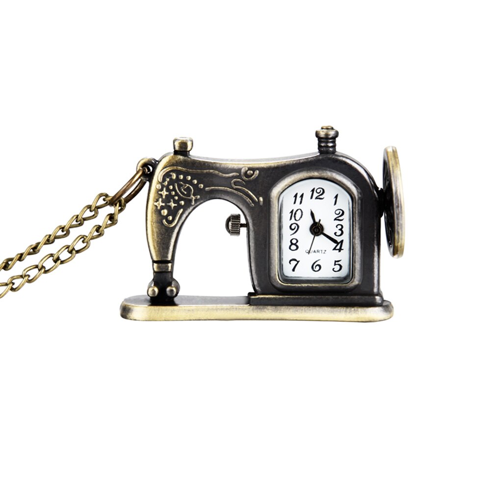 Necklace Pocket Watch Retro Antique Bronze Alloy Sewing Machine Watchs With Necklace Chain Best 88 LL: Default Title