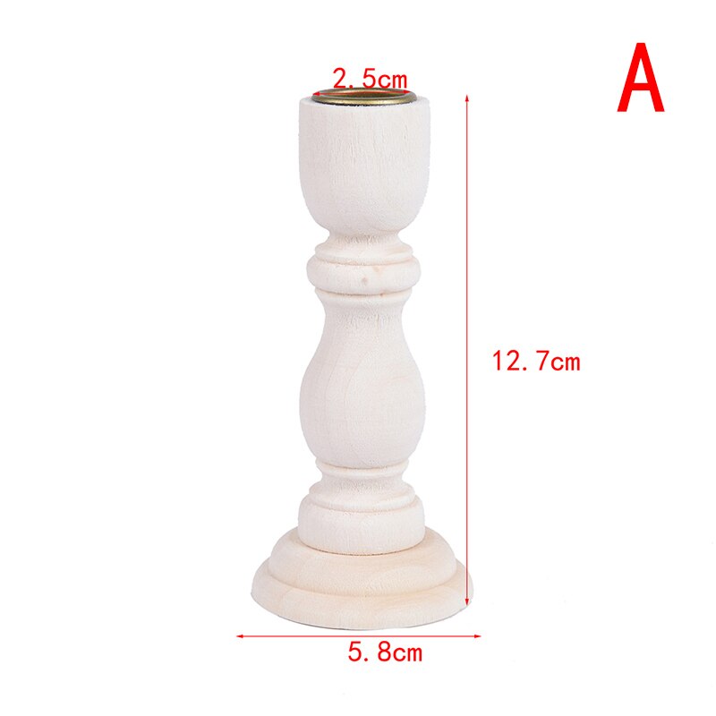 1pc Candle Holders Unfinished Candlesticks Holders Unpainted Wood Classic Craft Candlesticks Holders DIY Home Wedding Decoration: A