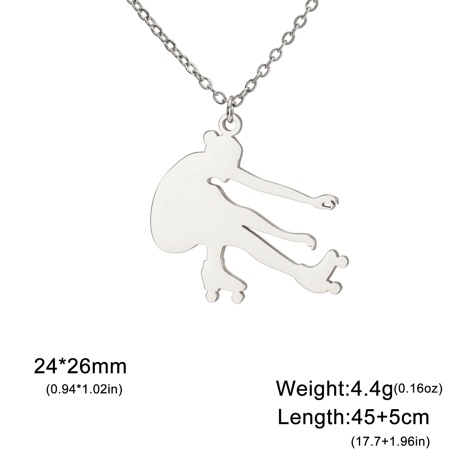 Unift Figure Ice Skater Necklace for Women Daughter Stainless Steel Roller Skating Sport Artistic Skating Girl Jewelry Trendy: SILVER PLATED