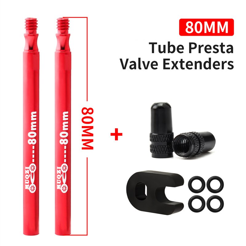 Rower zawór Presta Extender Clincher opon wymienny zawór dętka rozszerzenie Adapter zaworu z podstawowe narzędzie akcesoria rowerowe: Integrated 80mmRed