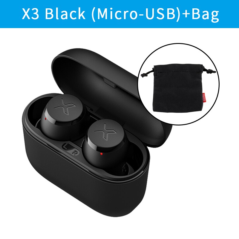 Edifier X3 Tws Drahtlose Bluetooth Kopfhörer Bluetooth 5,0 Stimme Assistent Touch Control Voice Assistent Bis Zu 24hrs: Black (USB) with Bag