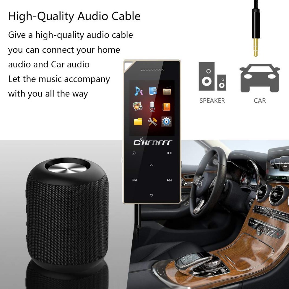Metall  mp4- player bluetooth-material touch-taste eingebauten lautsprecher mit fm-radio und voice-recorder-unterstützung 64gb micro-sd-karte