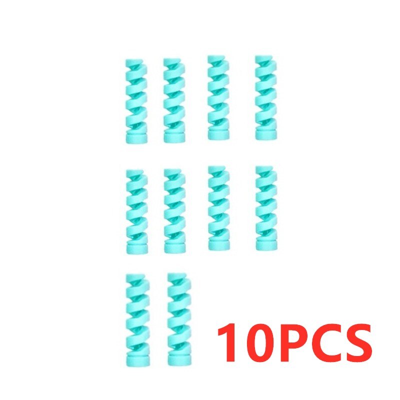 10 pièces protecteur de câble de charge pour téléphones support de câble couverture câble enrouleur pince pour USB chargeur cordon gestion câble organisateur: Bleu