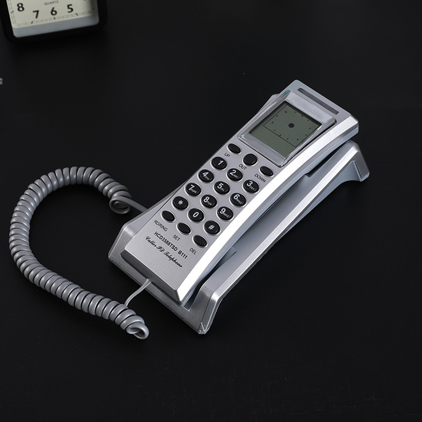Basic Trimline Corded Phone, Desktop Trimline Corded Telephone with Caller ID, Wall-Mountable, White, Black, Silver