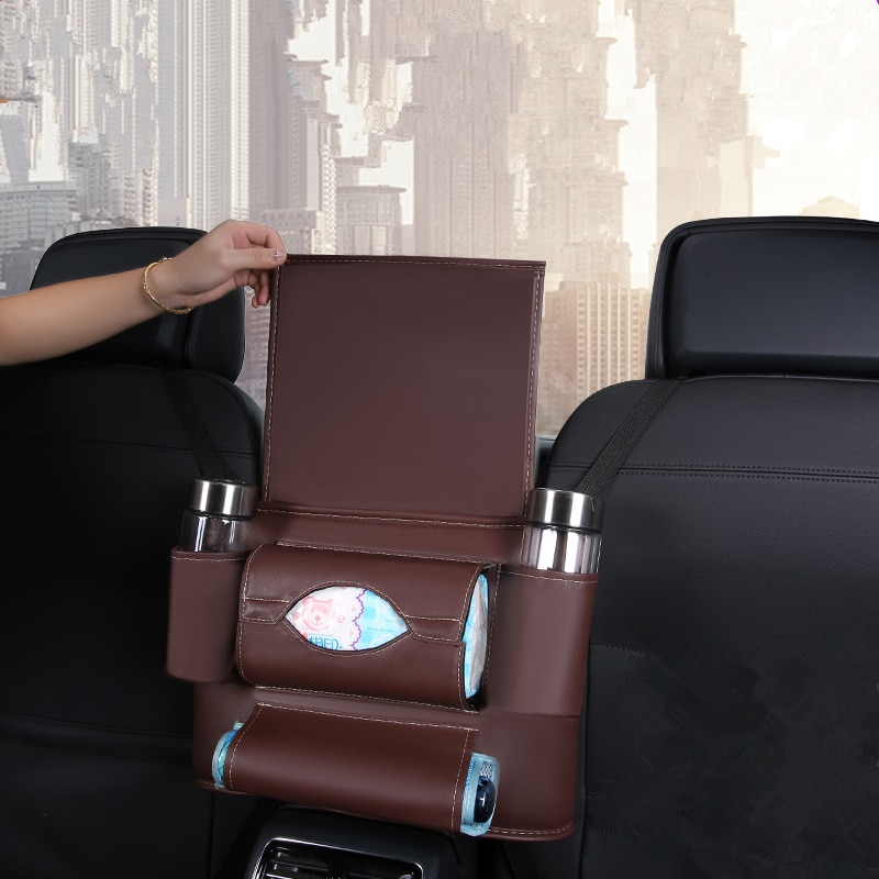 Pu Lederen Autostoel Centrale Opknoping Opbergtas Tissue Cup Handtas Organisatoren Seat Gap Tablet Opslag Zakken Auto Accessoires