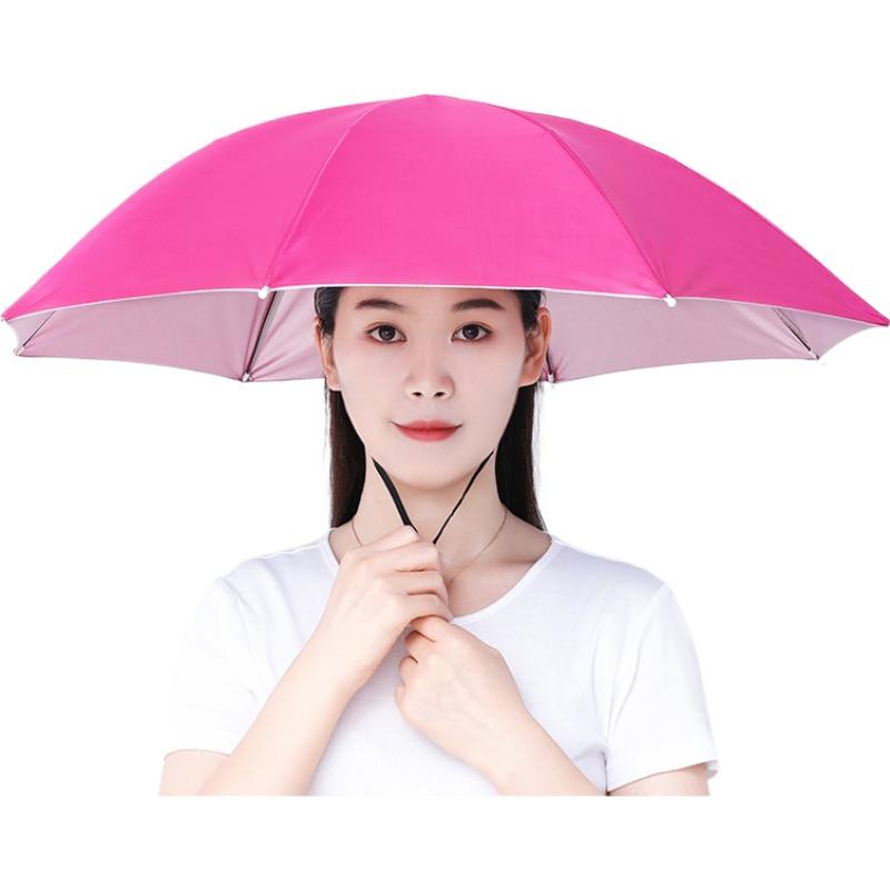 Visparapluhoed Verstelbare handsfree opvouwbare hoofdparaplukap UV-bescherming Waterdicht voor dames en heren die in de zomer vissen: Rood