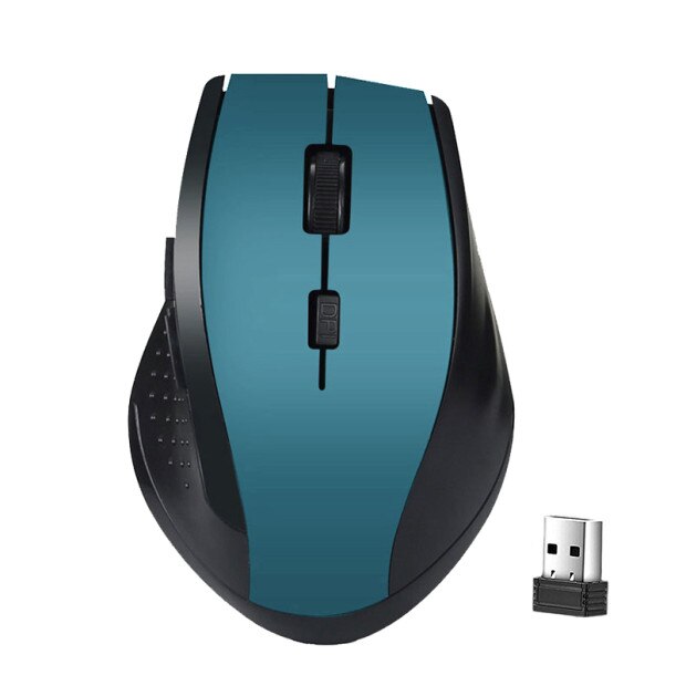 Ratón óptico inalámbrico con Bluetooth para juegos, dispositivo de 1200DPI, USB, para ordenador portátil, 2,4 GHz, 6 teclas, receptor USB,: blue