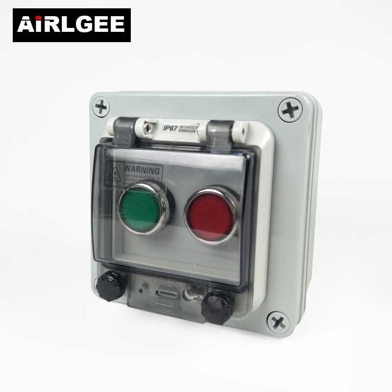 ABS Plastic IP67 Waterproof Junction Boxes Red Green Push Button switch DIY Control Box Connection Electric Enclosure Case
