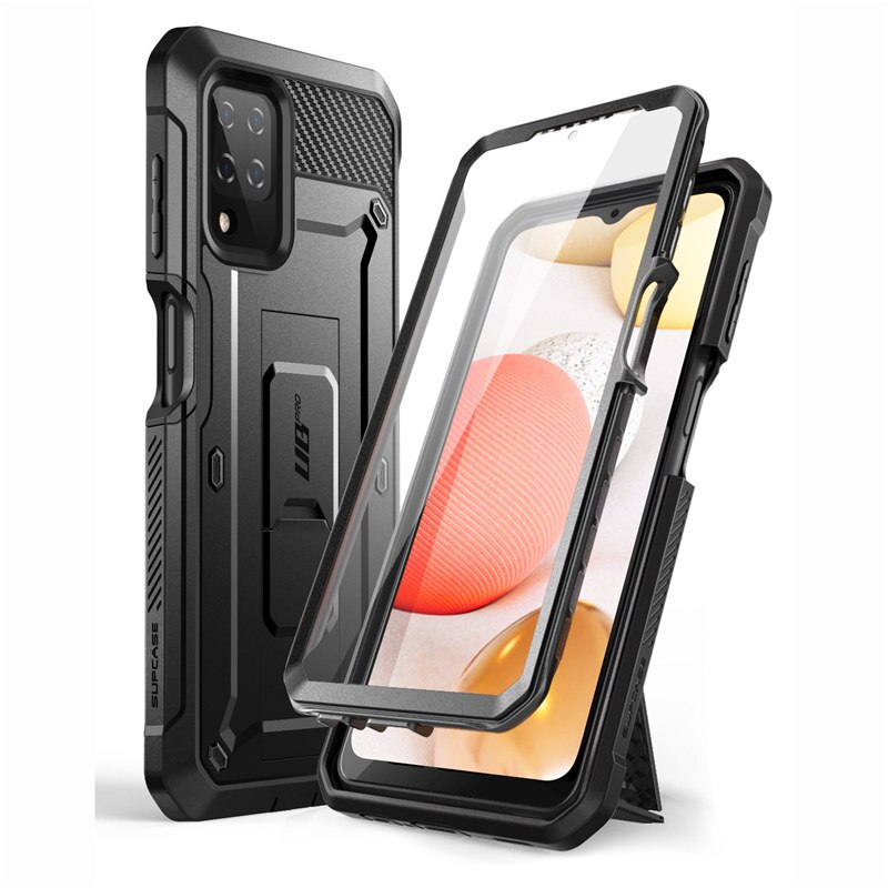 Supcase Voor Samsung Galaxy A12 Case Release) ub Pro Full-Body Robuuste Holster Case Cover Met Ingebouwde Screen Protector: Black