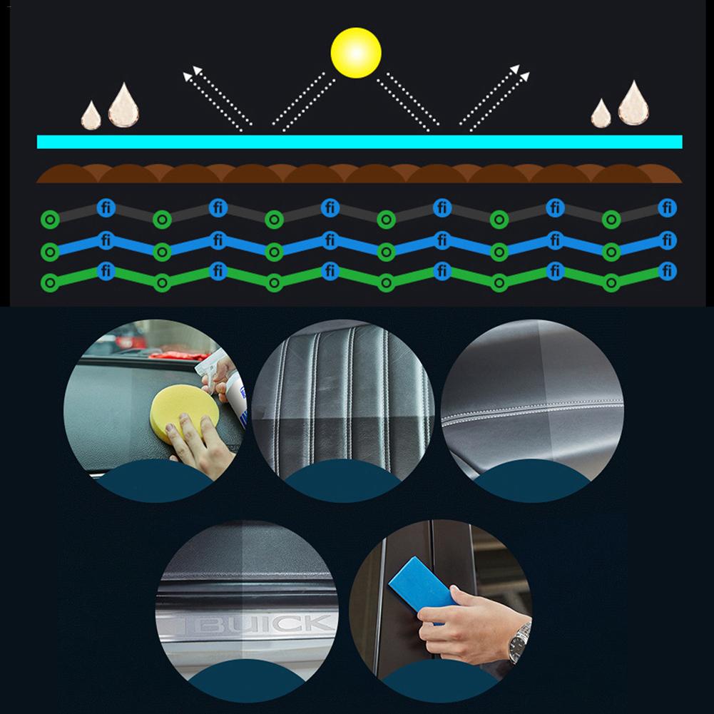 120ML Car Interior Decorative Wax Cleaner Agent Leather Dash Board Glazing Waterborne Panel Coating Plastic Renovation Agent