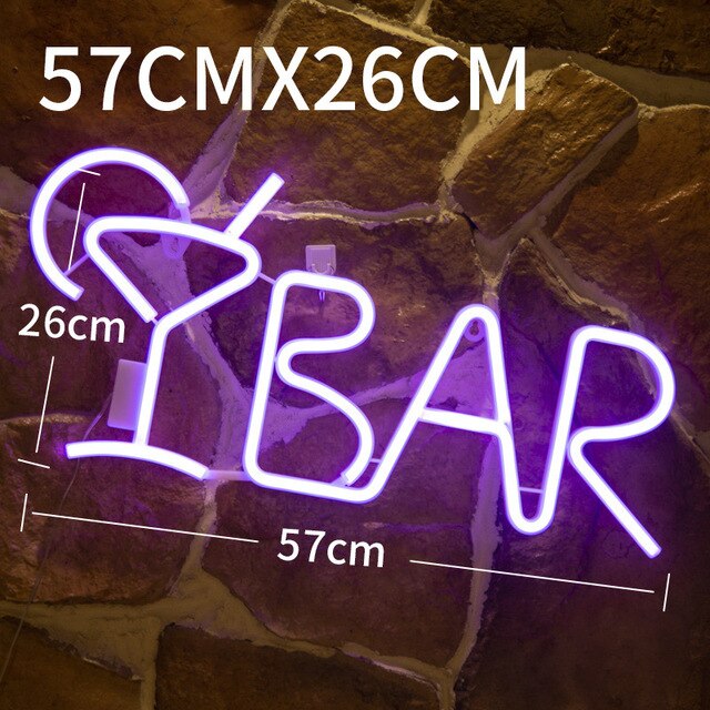 Led Bar Neon Sign Light Art Decor Neon Lamp Tube With Remote Contral For Party Bar Ktv Home Room Wall Decorative Night Lamp: Purple