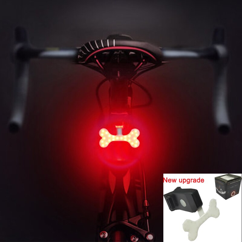 Fiets Multi Verlichting Modes Fietslicht Usb Led Fiets Light Staart Achter Fiets Verlichting Voor Bergen Bike Zadelpen: Bone B