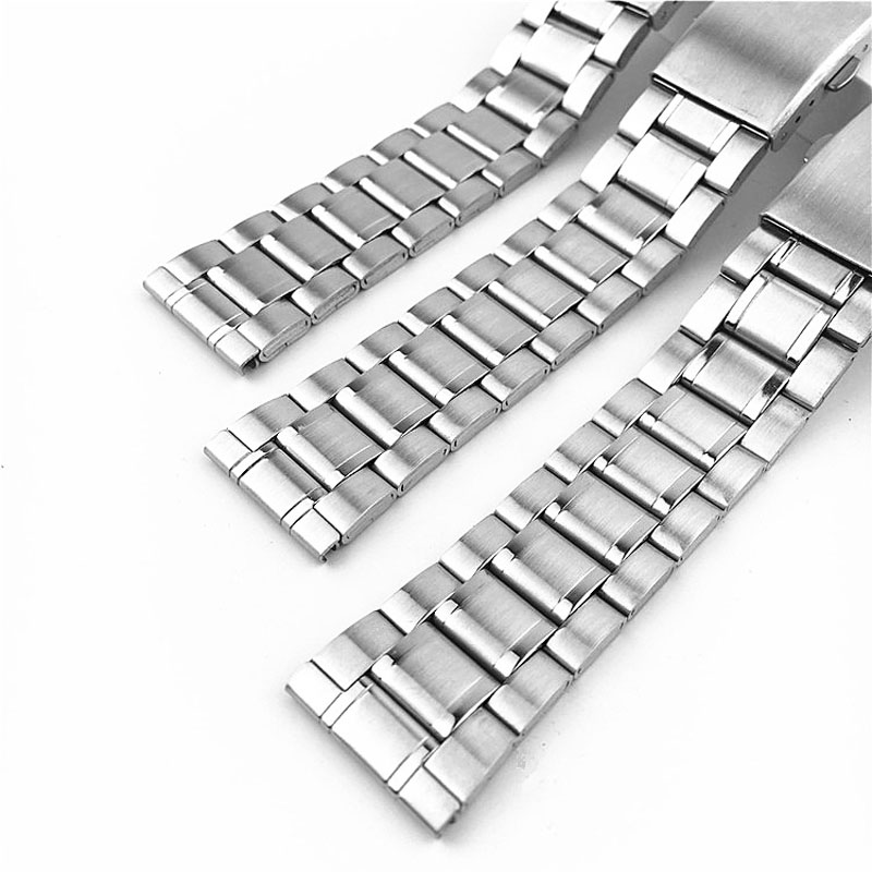 Cinturino di ricambio per orologio 12 14 16 18 20 22mm cinturino per orologio fibbia piatta cinturino in acciaio inossidabile cintura per bracciale a 5 file con perni