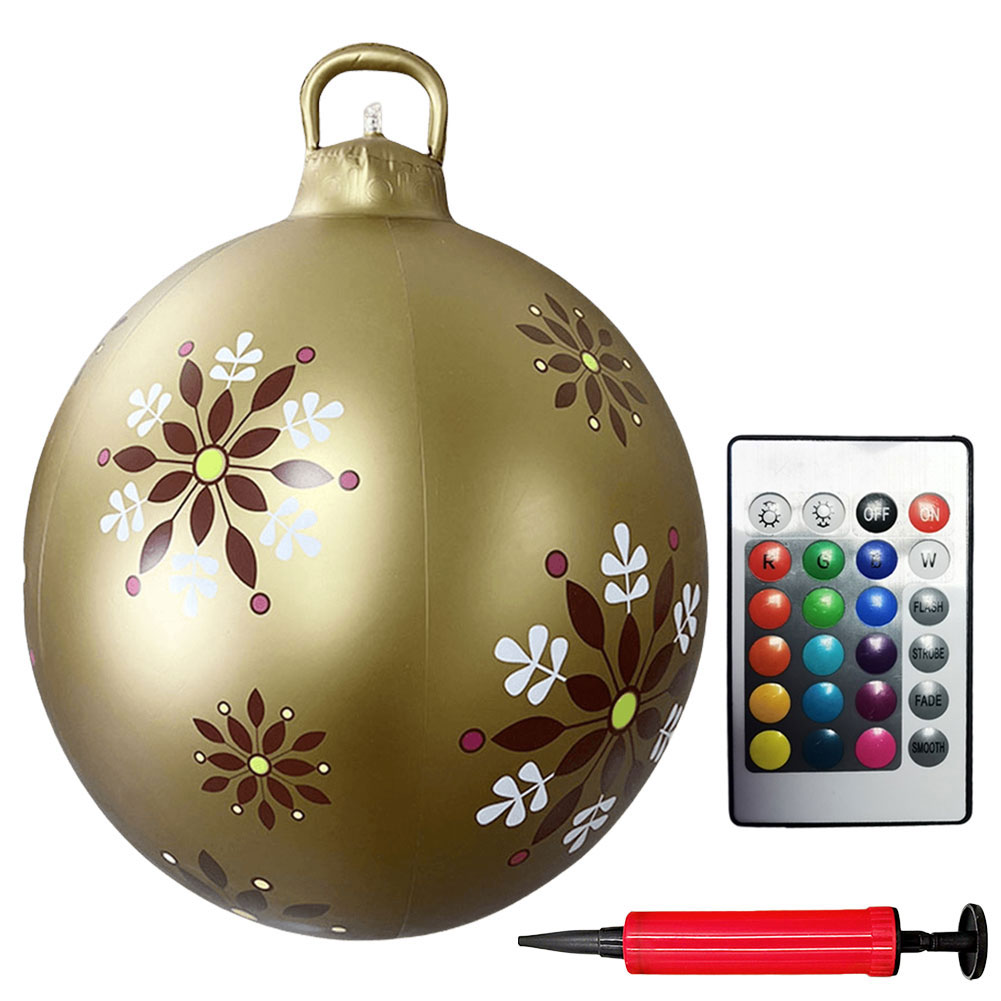24 Inch Opblaasbare Kerstballen Met Verlichting Buiten Kerstversiering Pvc 60Cm Gigantische Kerstballen Vakantiedecor: Bruin