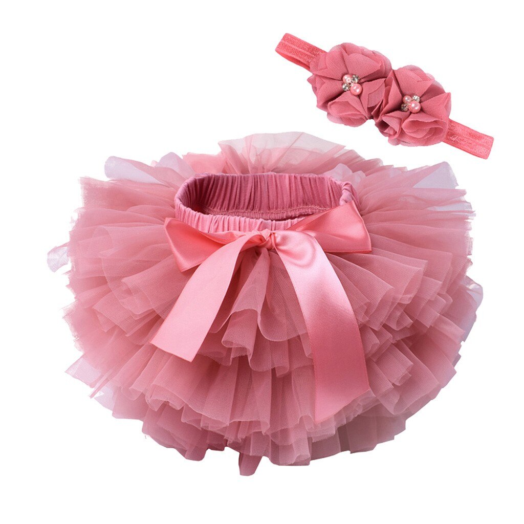 enfant en bas âge infantile enfants bébé fille d'été maille nœud cheveux bande danse Ballet fête princesse Tutu jupe pettijupe # p4: Watermelon Red / 6M