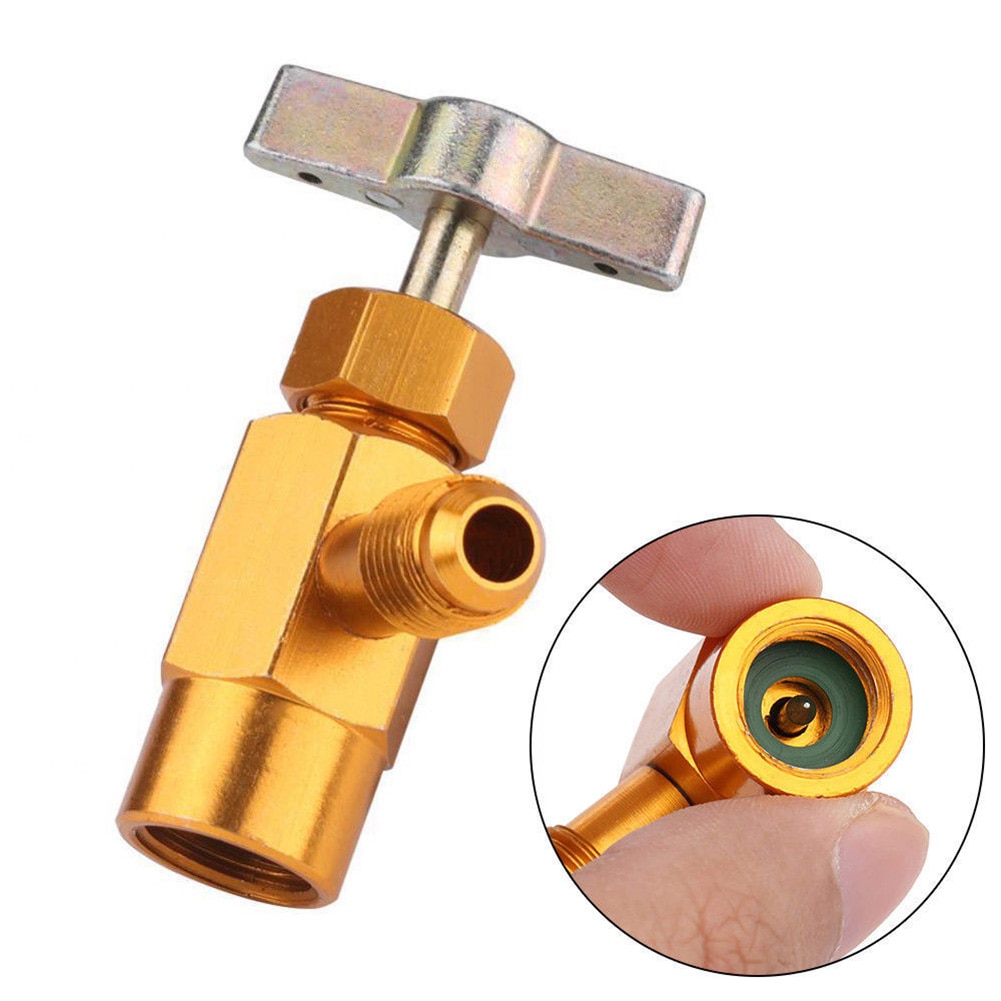 Grifo de botella refrigerante R134A, Conector de abrelatas, válvula de rosca 1/4 SAE