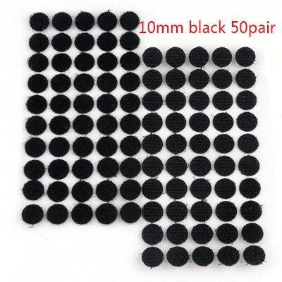 10mm 99pairs Velcros Self Adhesive Fastener Colorfull Dots Stickers Strong Glue Hook And Loop Magic Tape Round Klitterband: 10mm black 50pair