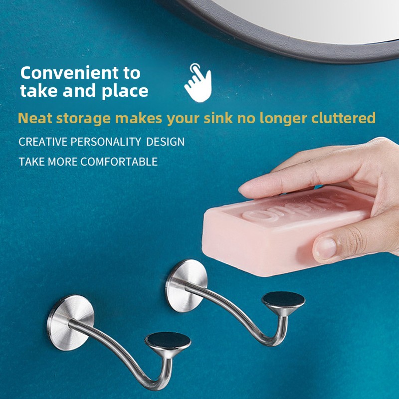 1 st badrumstvålhållare spikfri väggmonterad rostfri stål magnetisk tvålhållare tvålkopp kök badrum rostfritt