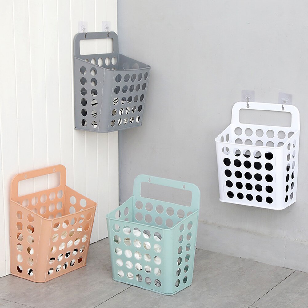 Sundries Laundry Basket Wall Mounted Foldable Organizer Living Room Household Storage Plastic Solid With Handles Container