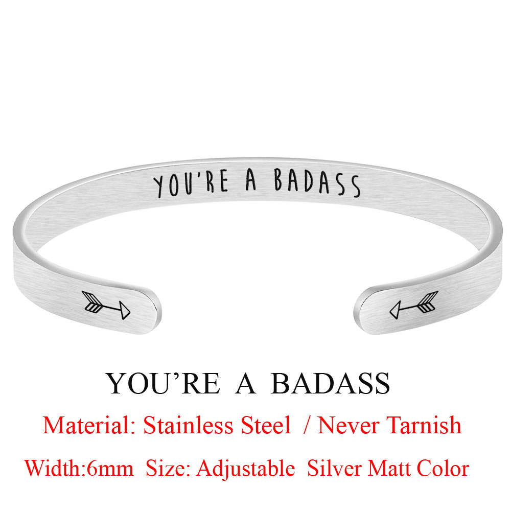 You're A Dadass Stainless Steel Inspirational Cuff Bangle for Women Jewelry Bracelet
