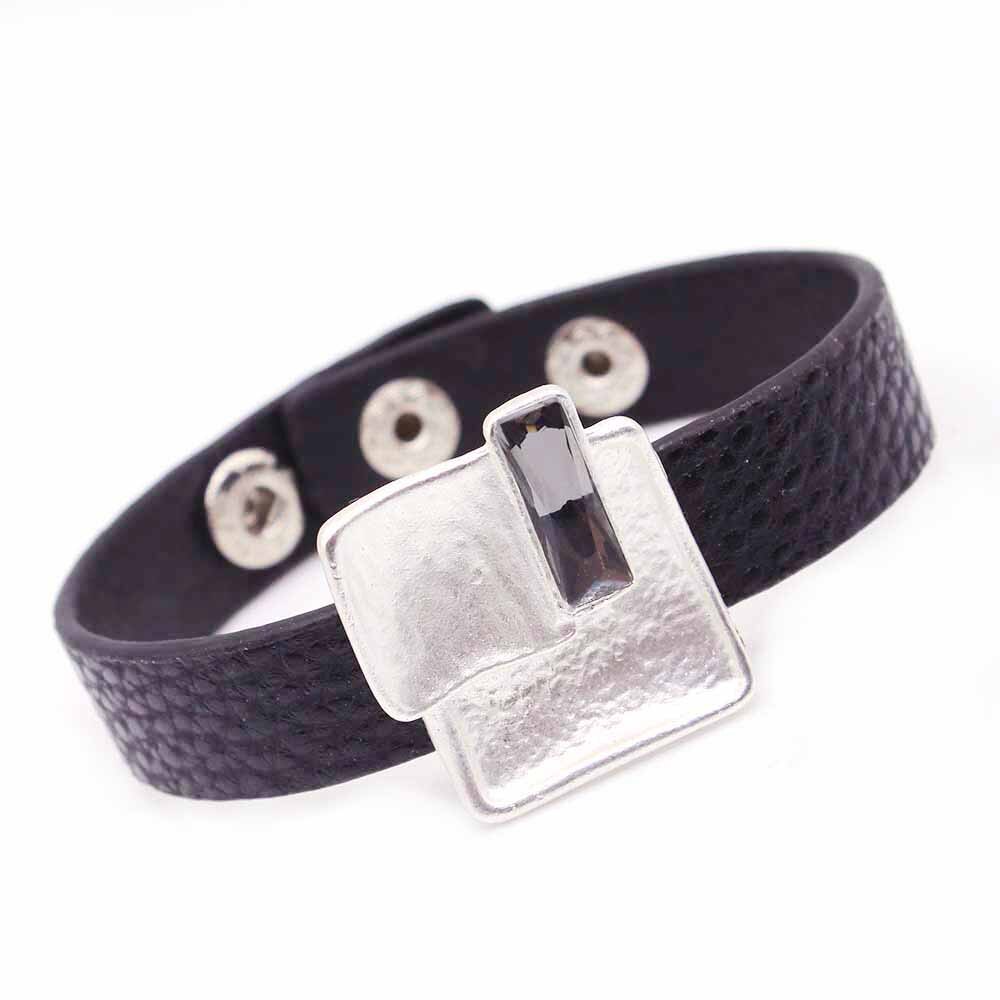 D&d charm zwarte leren armband voor dames, coole sluiting, polsbandjes, armbanden en bangles