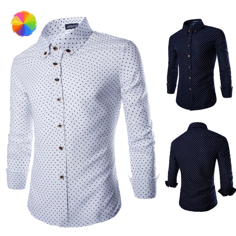 Print Casual Men Long Sleeve Shirt Men Slim Fit Style Stitching Pocket Fabric Soft Comfortable Shirt