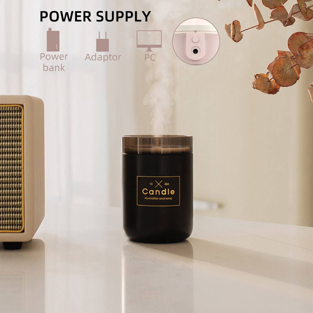 280ML Ultraschall-luftbefeuchter Kerze Romantische Weiches Licht USB Ätherisches Öl Diffusor Auto Luftreiniger Aroma Anion Nebel Hersteller