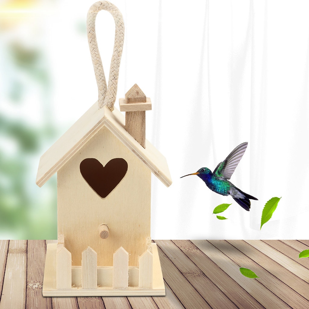 Hummingbird House Wood Wooden Hanging Standing Birdhouse Outdoor Garden Decor Animaux Accessoires Chien Pet
