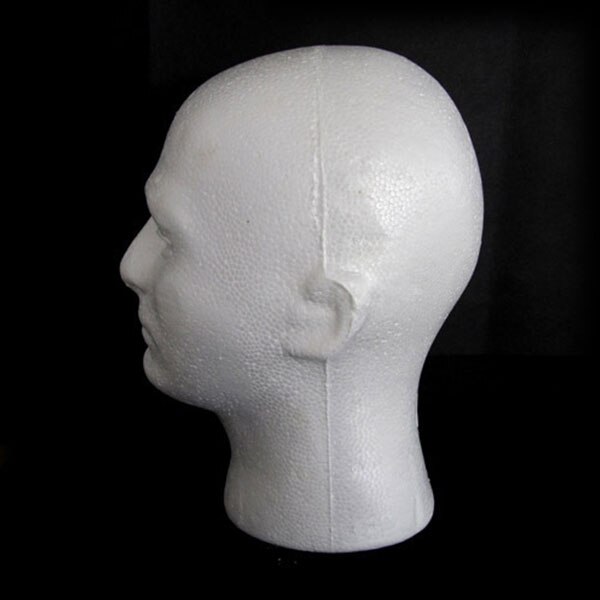 54cm mannequin skum hvit isopor styrofoam dukke trening hode lue headset modell parykk briller hatt display stativ rack
