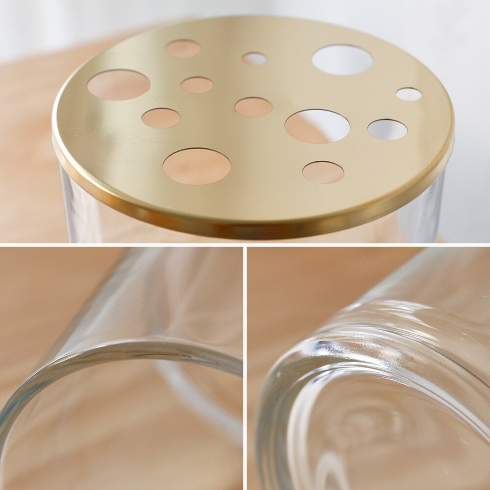 Moderne glasvase med metallåg vase blomstervaser til blomster boligtilbehør moderne nordisk dekoration hjem