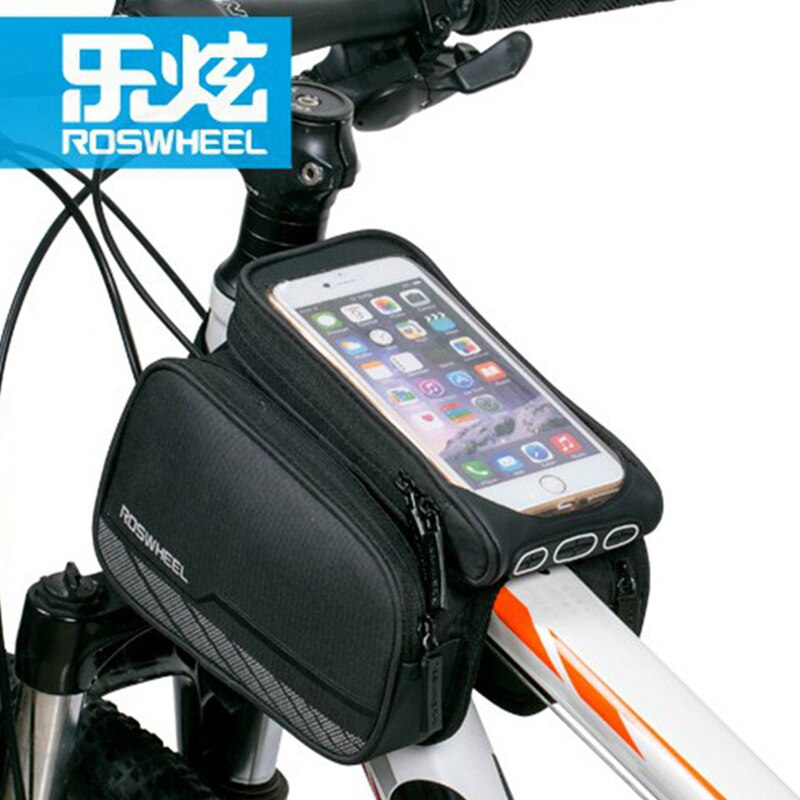 ACEXPNM MTB Fiets Frame Voor Bag Head Top Tube Dubbele Pouch Touch Fietsen Pannier Voor 5.8/6 inch Smartphone Touch Screen