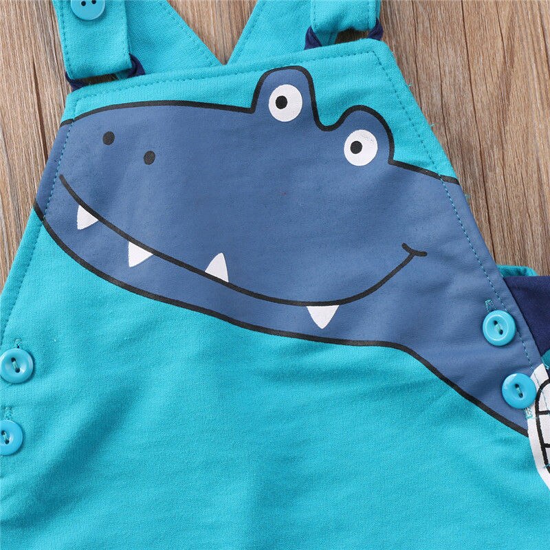 Infant Baby Boy Girl Clothes Sleeveless Cartoon Costume Dinosaur Romper Button Jumpsuit Outfit Set