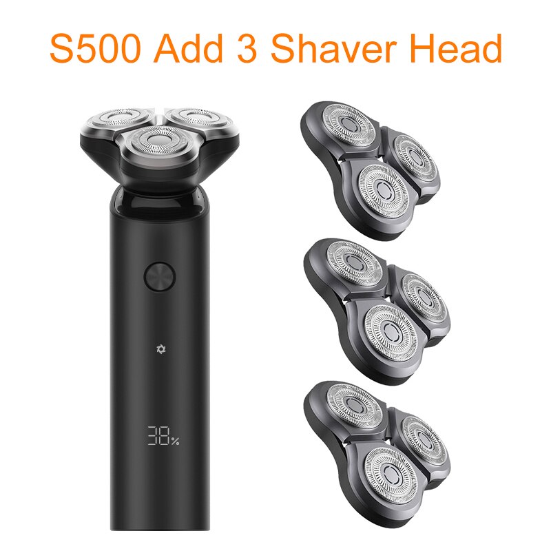 Xiaomi-Afeitadora eléctrica Original Mijia S500, afeitadora de 3 cabezales, máquina de afeitar en seco y mojado, afeitadora de barba, cuchilla lavable, pantalla LED